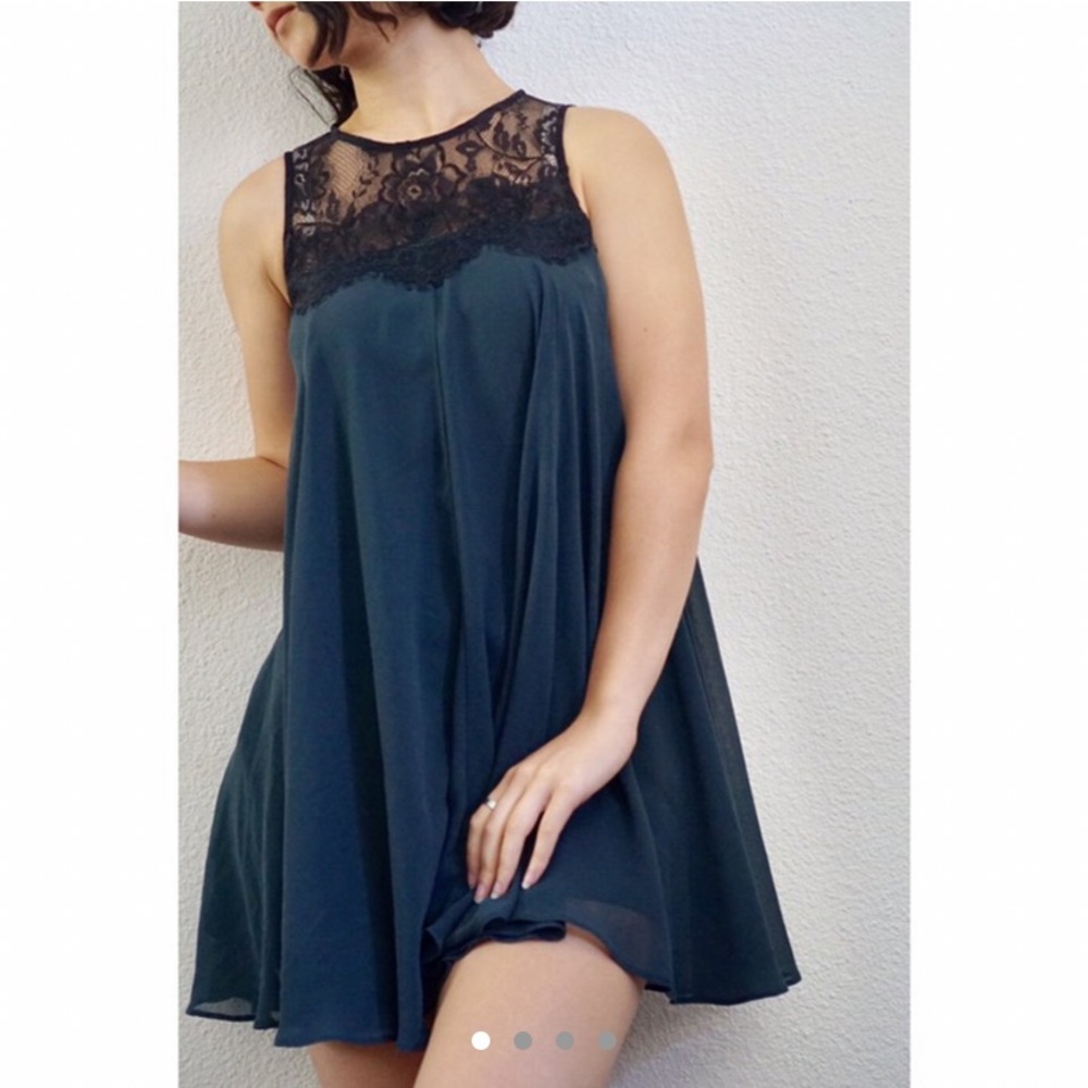 Lace and chiffon mini dress